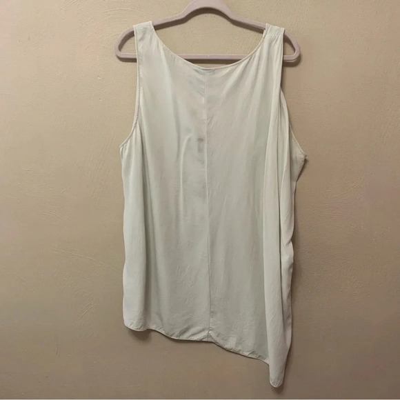 Eileen Fisher Silk Georgette Crepe U-Neck Side Drape Shell Top in Bone Size XL - Picture 6 of 9